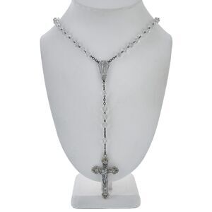Estate INRI Italy Sterling Silver 925 | Crystal Beaded Crucifix Rosary
